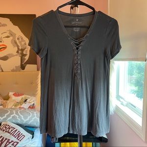 American Eagle Lace-up Tee